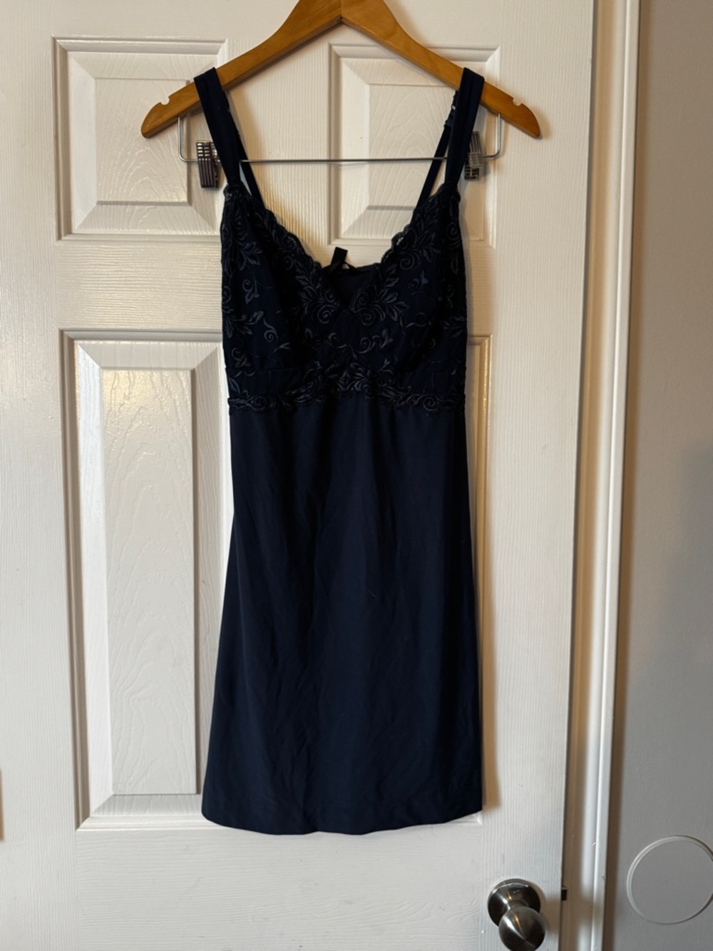 Soma Intimates Y2K Navy Blue Embroidered Lace Slip Dress